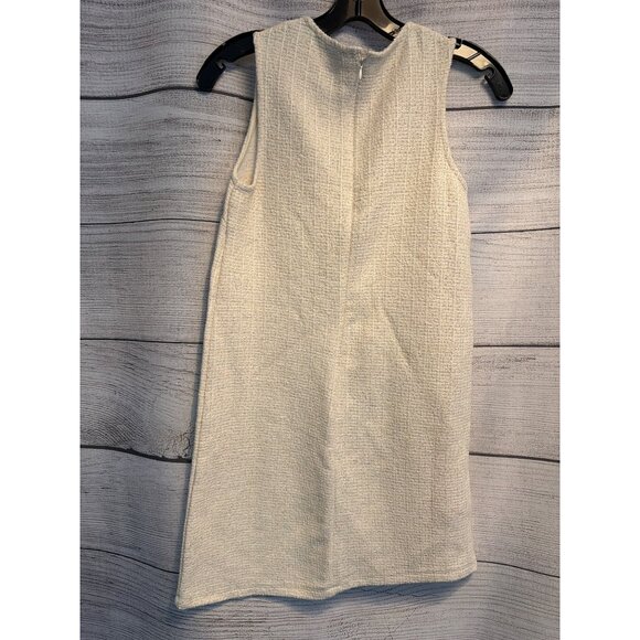 NWT Mango Tweed Cream Sleeveless Shift Dress Size 0 - Picture 3 of 3